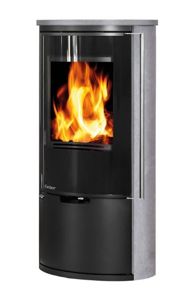 Salamandra a lenha Ember E-14 VG porta totalmente em vidro