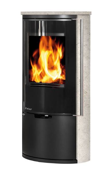 Salamandra a lenha Ember E-14 VG porta totalmente em vidro