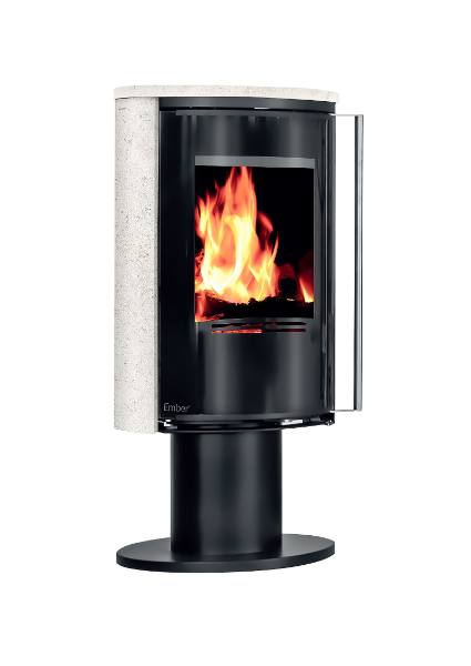 Salamandra a lenha Ember E-16 VG giratória porta totalmente em vidro